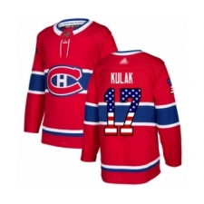 Men's Montreal Canadiens #17 Brett Kulak Authentic Red USA Flag Fashion Hockey Jersey