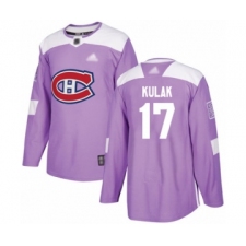 Youth Montreal Canadiens #17 Brett Kulak Authentic Purple Fights Cancer Practice Hockey Jersey