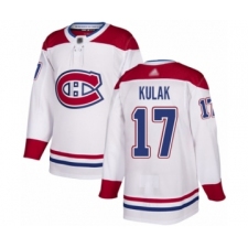 Youth Montreal Canadiens #17 Brett Kulak Authentic White Away Hockey Jersey