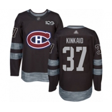 Men's Montreal Canadiens #37 Keith Kinkaid Authentic Black 1917-2017 100th Anniversary Hockey Jersey