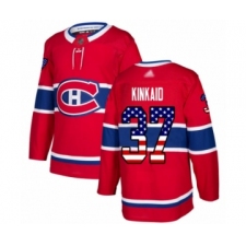 Men's Montreal Canadiens #37 Keith Kinkaid Authentic Red USA Flag Fashion Hockey Jersey