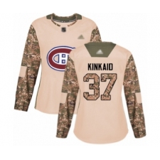 Women's Montreal Canadiens #37 Keith Kinkaid Authentic Camo Veterans Day Practice Hockey Jersey