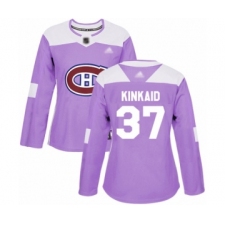 Women's Montreal Canadiens #37 Keith Kinkaid Authentic Purple Fights Cancer Practice Hockey Jersey