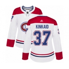 Women's Montreal Canadiens #37 Keith Kinkaid Authentic White Away Hockey Jersey