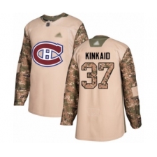 Youth Montreal Canadiens #37 Keith Kinkaid Authentic Camo Veterans Day Practice Hockey Jersey