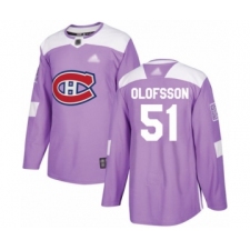 Men's Montreal Canadiens #51 Gustav Olofsson Authentic Purple Fights Cancer Practice Hockey Jersey