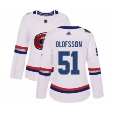 Women's Montreal Canadiens #51 Gustav Olofsson Authentic White 2017 100 Classic Hockey Jersey