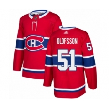 Youth Montreal Canadiens #51 Gustav Olofsson Authentic Red Home Hockey Jerse
