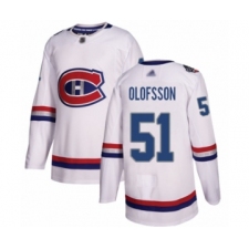 Youth Montreal Canadiens #51 Gustav Olofsson Authentic White 2017 100 Classic Hockey Jersey