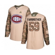 Men's Montreal Canadiens #59 Gianni Fairbrother Authentic Camo Veterans Day Practice Hockey Jersey
