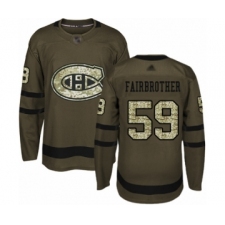 Men's Montreal Canadiens #59 Gianni Fairbrother Authentic Green Salute to Service Hockey Jersey