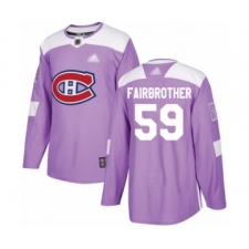 Men's Montreal Canadiens #59 Gianni Fairbrother Authentic Purple Fights Cancer Practice Hockey Jersey