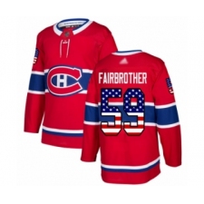 Men's Montreal Canadiens #59 Gianni Fairbrother Authentic Red USA Flag Fashion Hockey Jersey