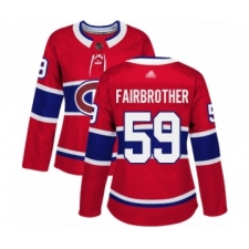 Women's Montreal Canadiens #59 Gianni Fairbrother Authentic Red Home Hockey Jersey