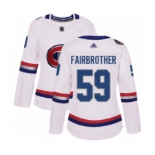 Women's Montreal Canadiens #59 Gianni Fairbrother Authentic White 2017 100 Classic Hockey Jersey
