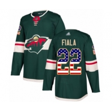 Men's Minnesota Wild #22 Kevin Fiala Authentic Green USA Flag Fashion Hockey Jersey