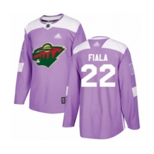 Men's Minnesota Wild #22 Kevin Fiala Authentic Purple Fights Cancer Practice Hockey Jersey
