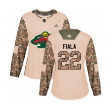 Women's Minnesota Wild #22 Kevin Fiala Authentic Camo Veterans Day Practice Hockey Jersey