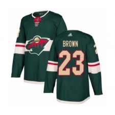 Youth Minnesota Wild #23 J.T. Brown Authentic Green Home Hockey Jersey