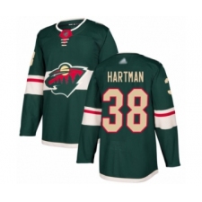 Men's Minnesota Wild #38 Ryan Hartman Authentic Green Home Hockey Jersey