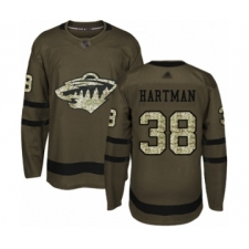 Men's Minnesota Wild #38 Ryan Hartman Authentic Green Salute to Service Hockey Jersey