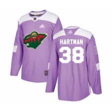Men's Minnesota Wild #38 Ryan Hartman Authentic Purple Fights Cancer Practice Hockey Jersey