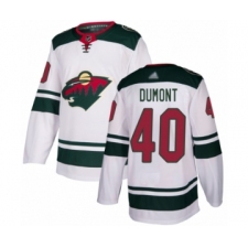 Men's Minnesota Wild #40 Gabriel Dumont Authentic White Away Hockey Jersey