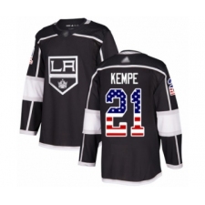 Youth Los Angeles Kings #21 Mario Kempe Authentic Black USA Flag Fashion Hockey Jersey