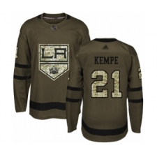 Youth Los Angeles Kings #21 Mario Kempe Authentic Green Salute to Service Hockey Jersey