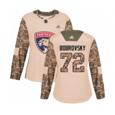 Women's Florida Panthers #72 Sergei Bobrovsky Authentic Camo Veterans Day Practice Hockey Jersey