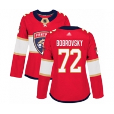 Women's Florida Panthers #72 Sergei Bobrovsky Authentic Red Home Hockey Jersey