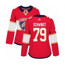 Women's Florida Panthers #79 Cole Schwindt Authentic Red Home Hockey Jersey