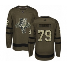 Youth Florida Panthers #79 Cole Schwindt Authentic Green Salute to Service Hockey Jersey