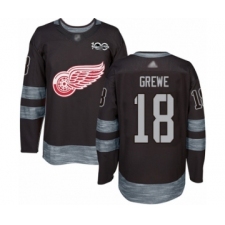 Men's Detroit Red Wings #18 Albin Grewe Authentic Black 1917-2017 100th Anniversary Hockey Jersey