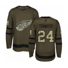 Men's Detroit Red Wings #24 Antti Tuomisto Authentic Green Salute to Service Hockey Jersey