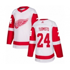 Youth Detroit Red Wings #24 Antti Tuomisto Authentic White Away Hockey Jersey