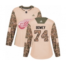 Women's Detroit Red Wings #74 Madison Bowey Authentic Camo Veterans Day Practice Hockey Jersey