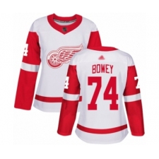 Women's Detroit Red Wings #74 Madison Bowey Authentic White Away Hockey Jersey