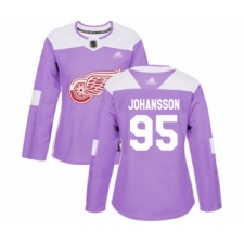 Women's Detroit Red Wings #95 Albert Johansson Authentic Purple Fights Cancer Practice Hockey Jersey