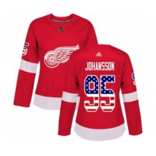 Women's Detroit Red Wings #95 Albert Johansson Authentic Red USA Flag Fashion Hockey Jersey
