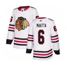 Men's Chicago Blackhawks #6 Olli Maatta Authentic White Away Hockey Jersey