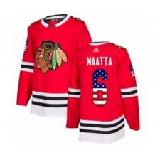 Youth Chicago Blackhawks #6 Olli Maatta Authentic Red USA Flag Fashion Hockey Jersey