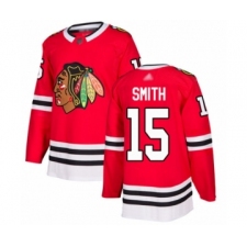 Men's Chicago Blackhawks #15 Zack Smith Authentic Red Home Hockey Jersey
