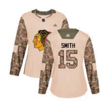 Women's Chicago Blackhawks #15 Zack Smith Authentic Camo Veterans Day Practice Hockey Jersey