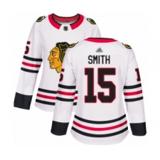 Women's Chicago Blackhawks #15 Zack Smith Authentic White Away Hockey Jersey