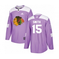 Youth Chicago Blackhawks #15 Zack Smith Authentic Purple Fights Cancer Practice Hockey Jersey