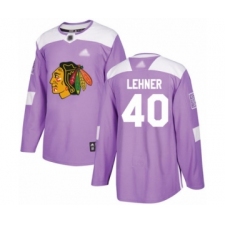 Men's Chicago Blackhawks #40 Robin Lehner Authentic Purple Fights Cancer Practice Hockey Jersey