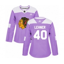 Women's Chicago Blackhawks #40 Robin Lehner Authentic Purple Fights Cancer Practice Hockey Jersey