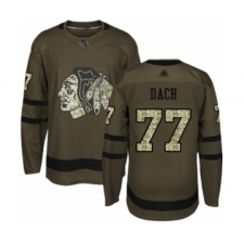 Men's Chicago Blackhawks #77 Kirby Dach Authentic Green Salute to Service Hockey Jersey