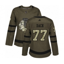 Women's Chicago Blackhawks #77 Kirby Dach Authentic Green Salute to Service Hockey Jersey